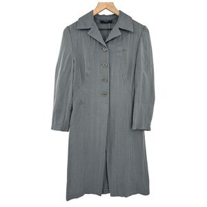Karen Millen Longline Button Front Jacket - Gray - UK Size 10 / US Size Small